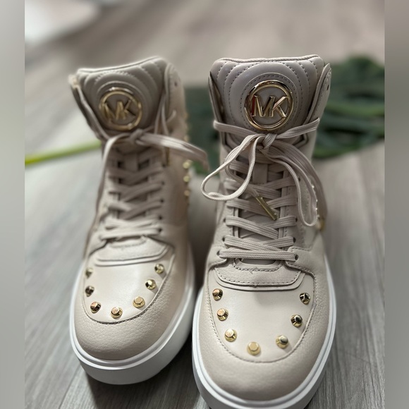 Michael Kors Emmett Stripe High-Top Sneakers (Light Cream) ✨brand new✨ - Picture 6 of 12